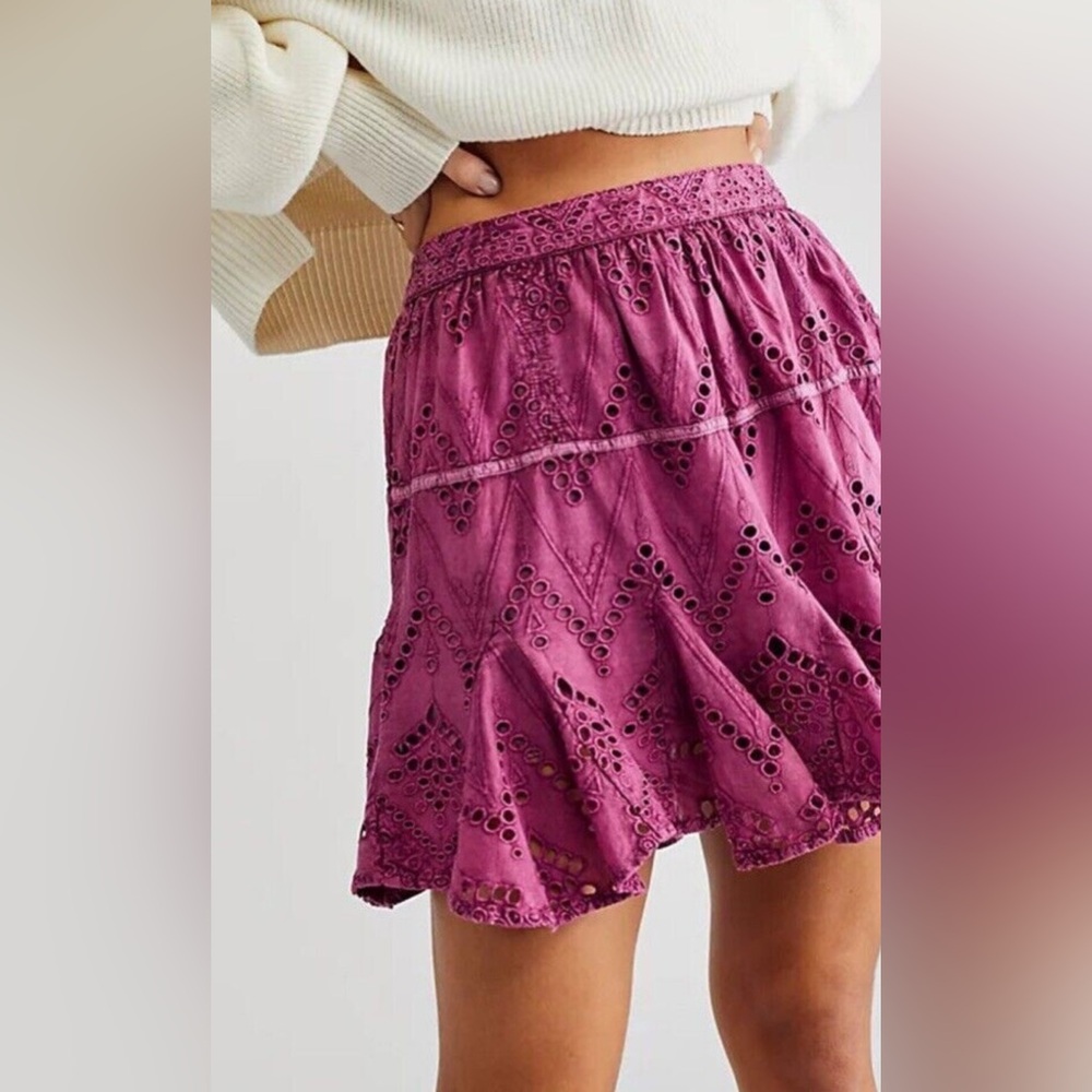 Free People 100% Cotton Serenity eyelet Skort Size L
